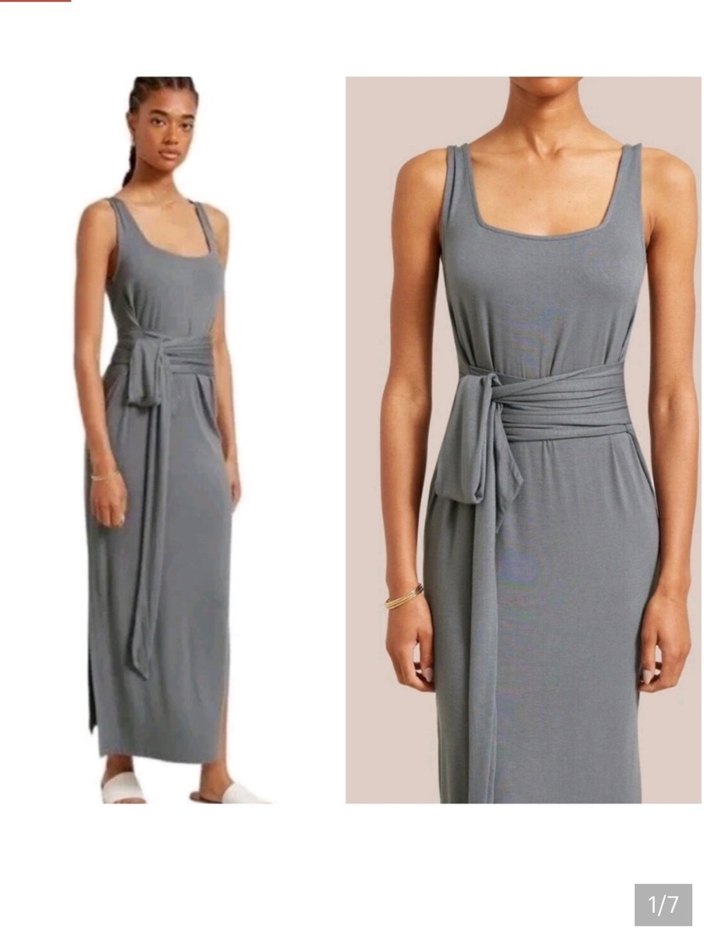 MODERN CITIZEN Kelis Tie Waist Maxi Dress Gray Size Medium